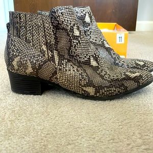 Snakeskin booties